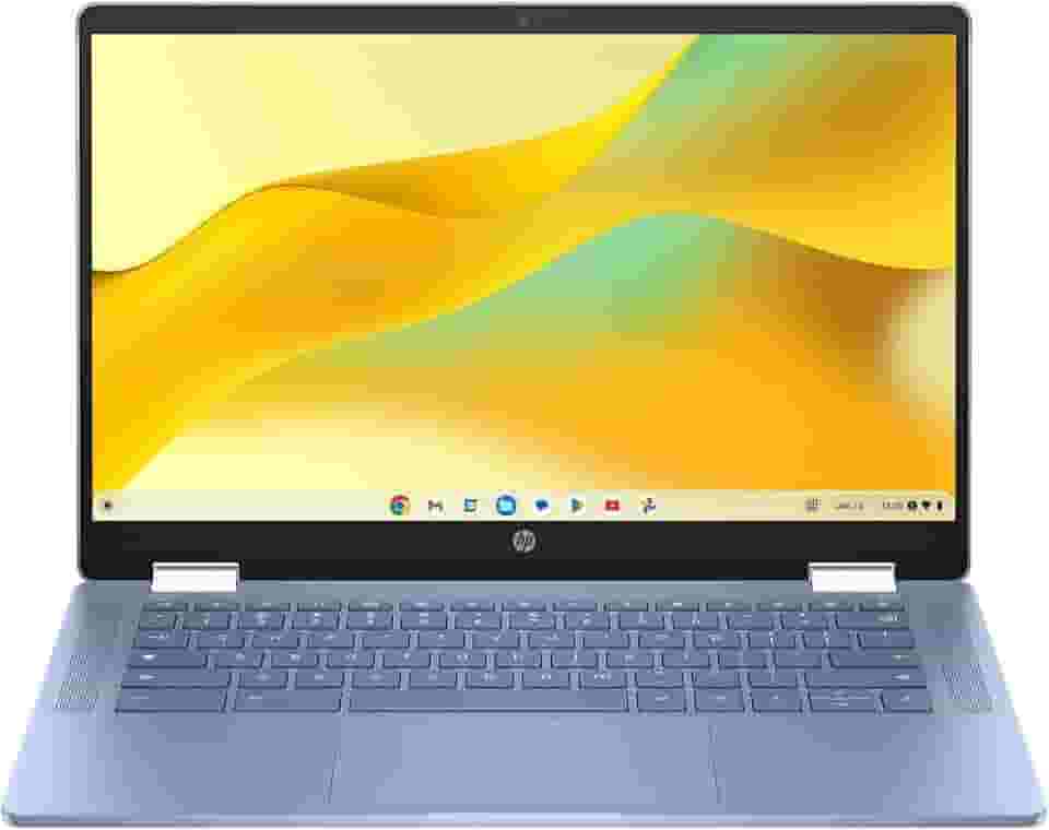 HP Notebook Chromebook x360 35.6 cm FHD IPS Touch 2 em 1, processador Intel N100, 4 GB RAM, 64 GB eMMC, Chrome OS, azul celeste, 14b-cd0130wm