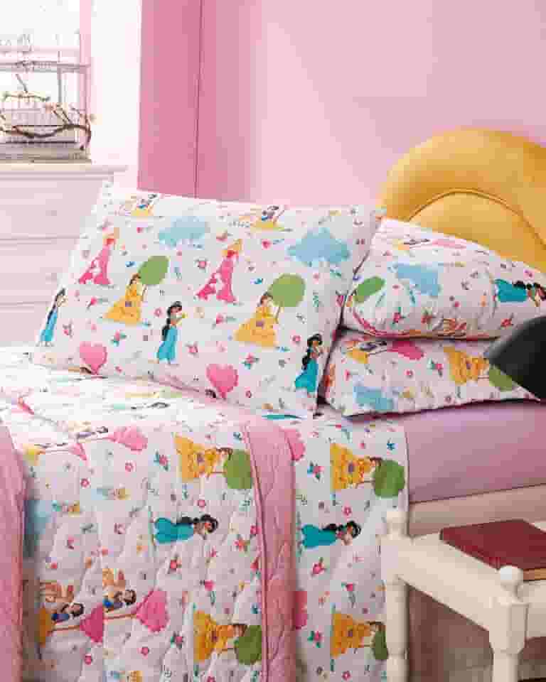 Edredom Solteiro Infantil 1 Peça Encanto 100% Algodão (Princess)