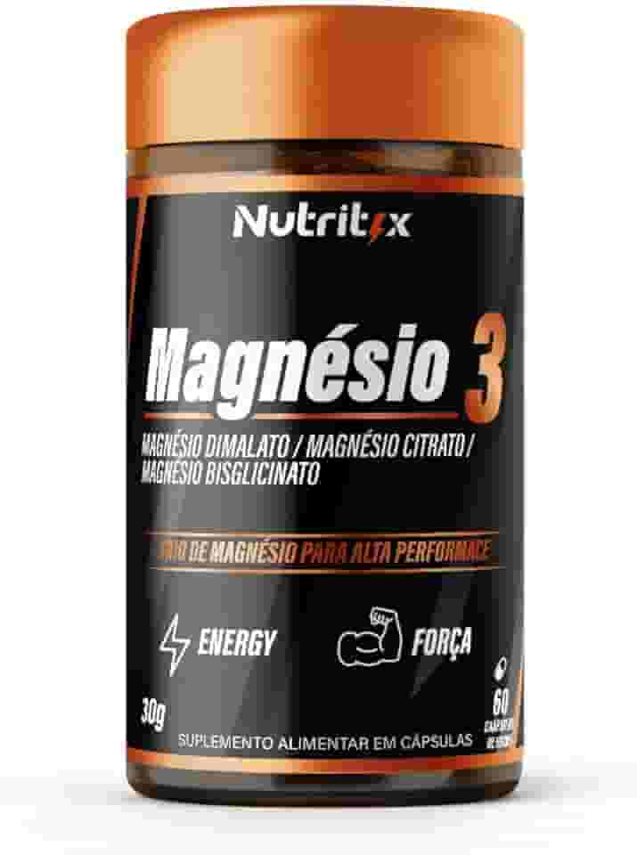 Magnésio 3, Suplemento com 60 Cápsulas, Trio de Magnésio para Alta Performance, Energia e Força