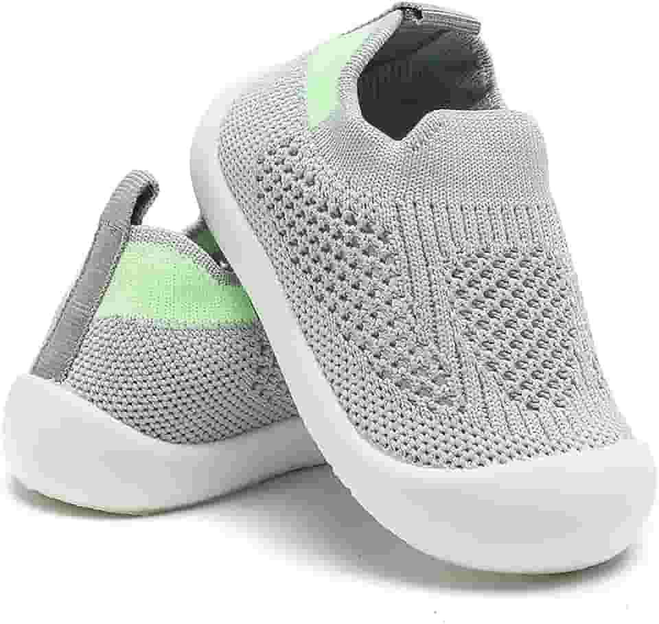 Tênis Sapatinho Meia Infantil Antiderrapante para Primeiros Passos, Bebê 0-36 Meses, Malha Flexível, Ultra Leve 28g, Unissex, Cinza, Azul, Rosa ou Amarelo