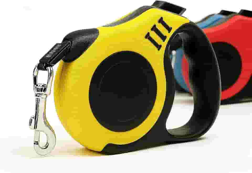 Coleira Guia Retrátil para Cachorros e Gatos 3 Metros – Trela de Passeio Automática em Nylon Reforçado com Trava de Segurança, Resistente e Confortável para Pets até 15kg (Amarelo)
