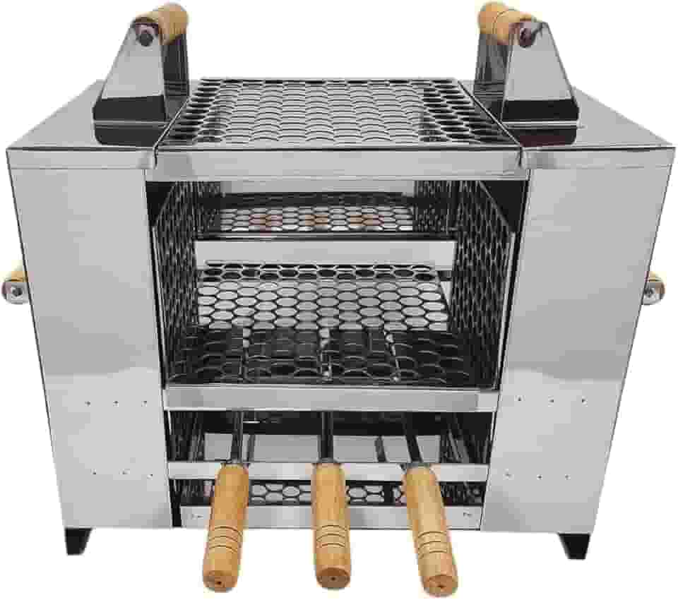 Churrasqueira Ecológica Sem Fumaça Apartamento Grande 3 Andares Em Aço Inox Com 2 Grelhas 3 Espetos para Bancada Embutir