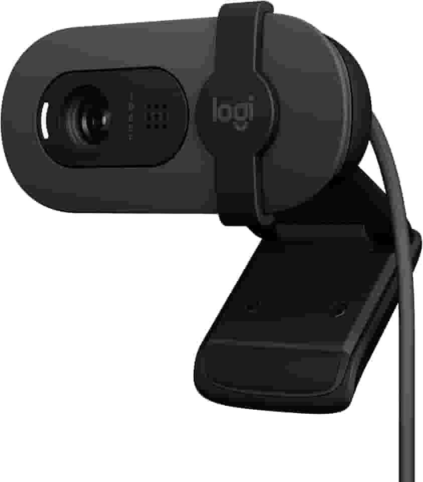 Webcam Full HD Logitech Brio 100 com Microfone Integrado, Proteção de Privacidade, Correção Automática de Luz e Conexão USB-A - Grafite