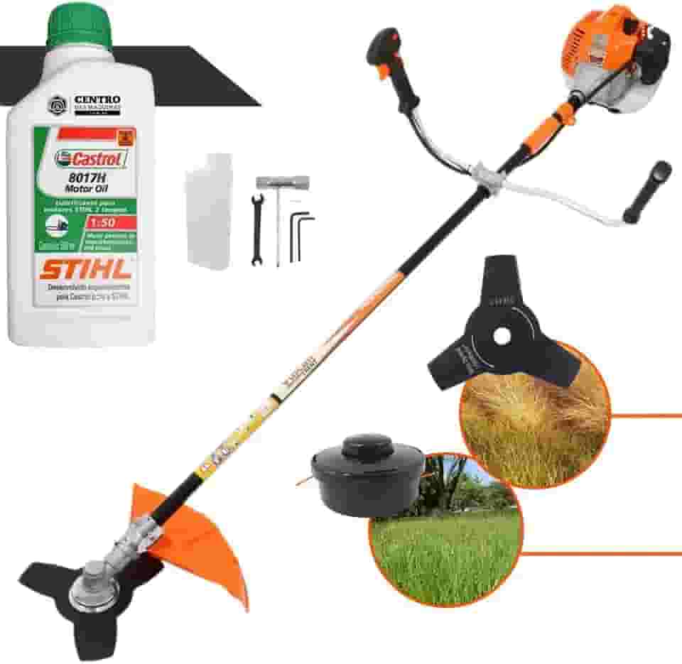 Roçadeira Profissional Vulcan Vr520h á Gasolina 2 Tempos 52cc Robusta e Econômica + Óleo 2 Tempos Castrol Stihl 500ml Lubrificante de Motor