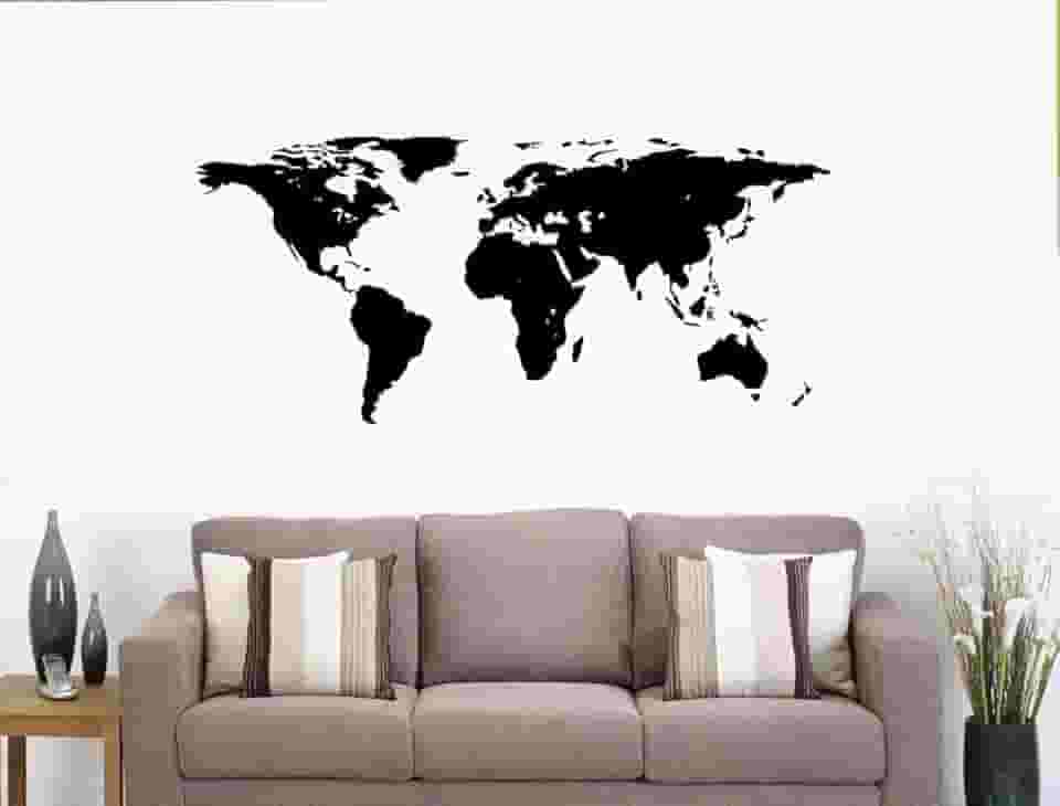 Adesivo Decorativo para Parede Mapa Mundi 1,20 x 0,58m