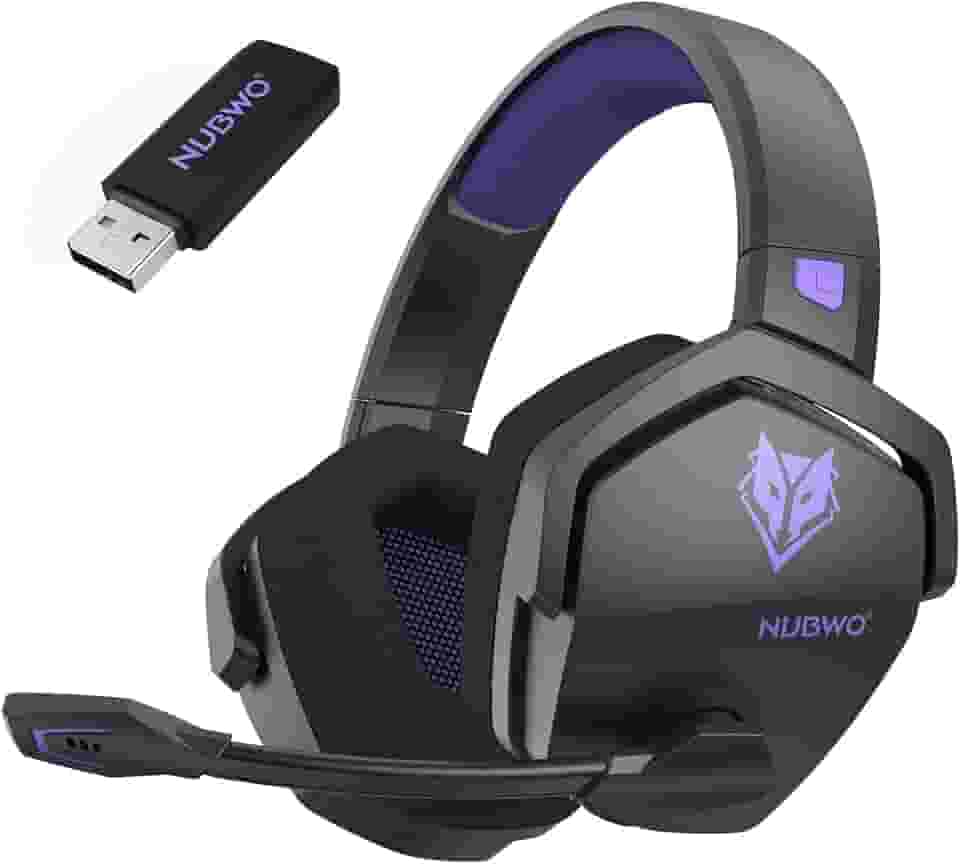 NUBWO Fone de ouvido para jogos sem fio com microfone para PC Ps5 Ps4, zero interferência, bateria de 100 horas para jogar o dia todo, sincronização de 23 ms para jogadores Fortnite e Call of Duty/FPS
