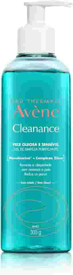 Avène Cleanance Gel de Limpeza Facial, Gel Facial Purificante com Monolaurina™, Zinco e Água Termal Avène, Controla Oleosidade, Desobstrui Poros, Reduz Cravos em 82% e Acalma Peles Sensíveis, 300g