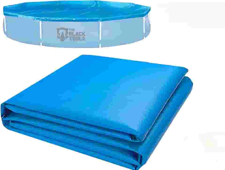 Cobertura para Piscina Redonda 3,6m Azul Capa Protetora em PVC com Cordas TBT-009 The Black Tools