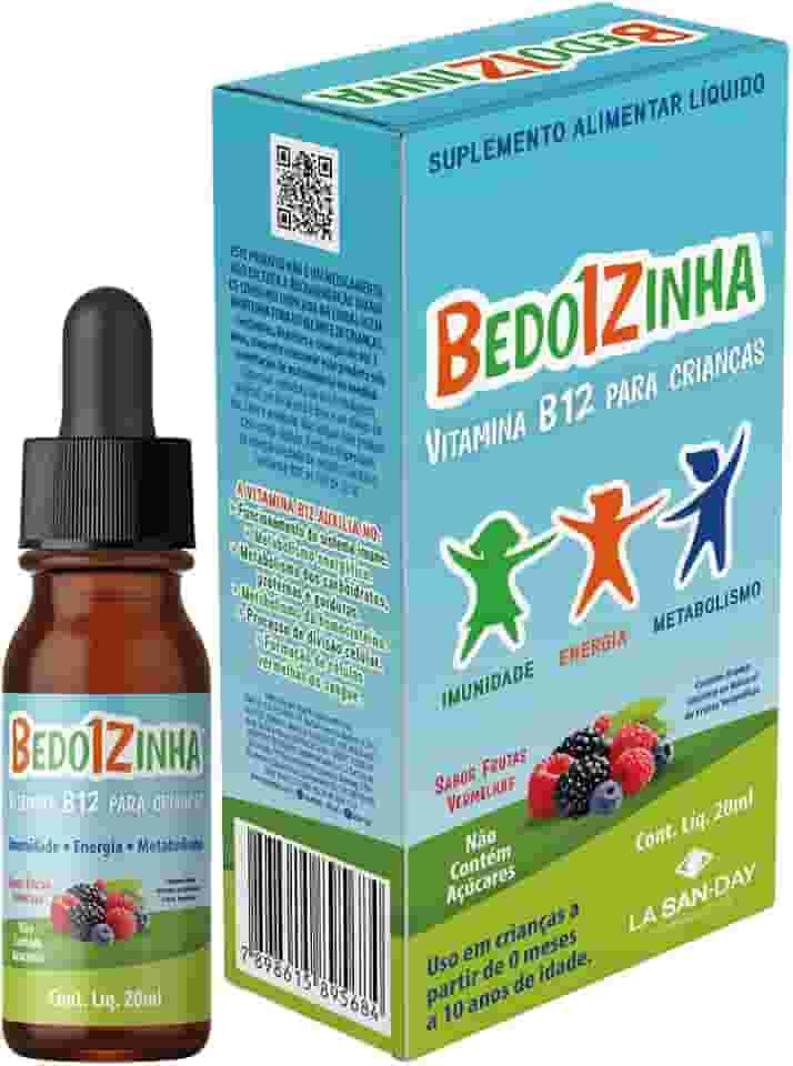 Bedo12zinha Vitamina B12 em Gotas para Crianças (20ml) - Auxilia na formação de células vermelhas do sangue, auxilia no funcionamento do sistema imune