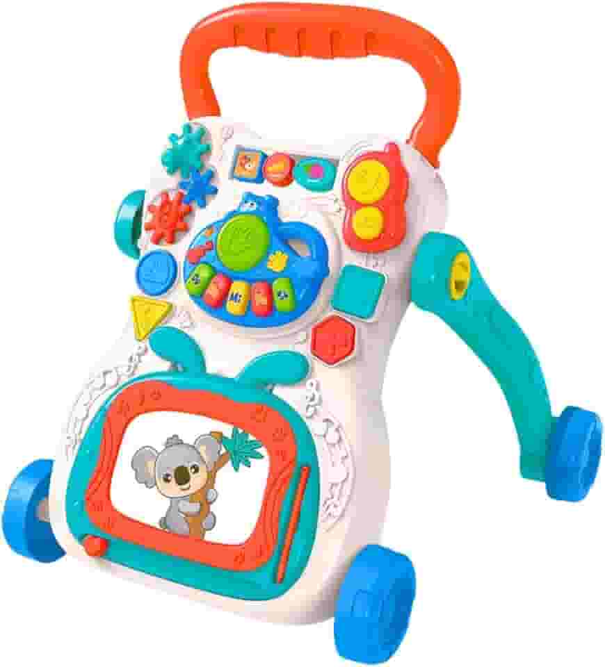 Andador de Empurrar Infantil Brinquedo Educativo com Teclado Musical e Lousa Mágica para Bebê