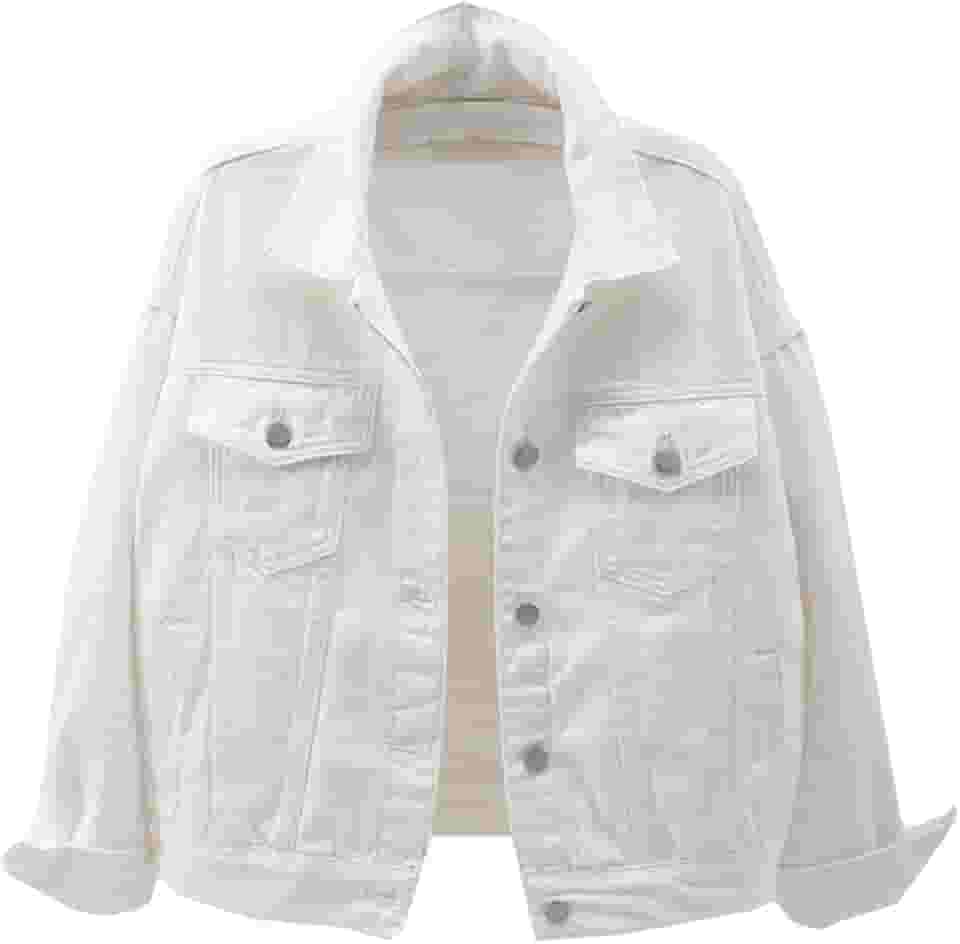 Jaqueta Jeans Feminina Boyfriend Manga Longa Solta Moda Casaco de Transição Primavera Outono com Botão