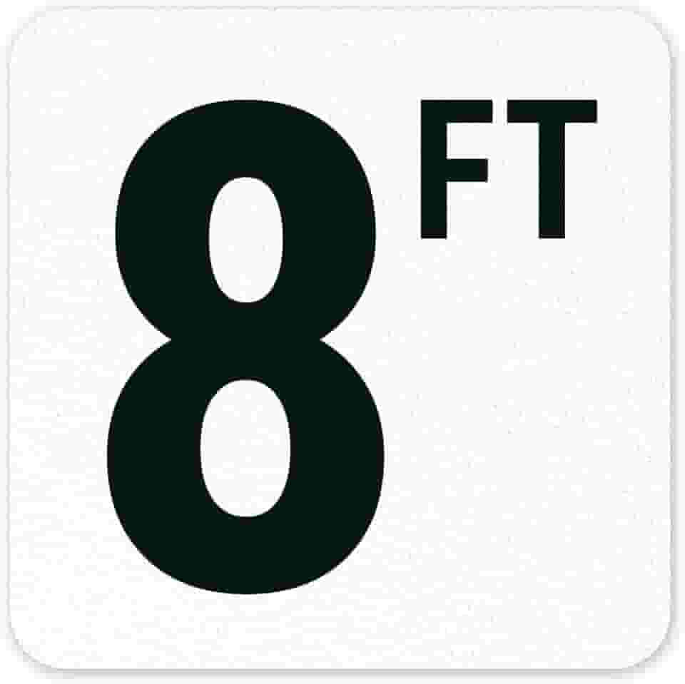 Marcador de profundidade de piscina adesivo de vinil de 2 pés/2,5 m, 15 x 15 cm, marcador de piscina antiderrapante, feito nos EUA por Sigo Signs