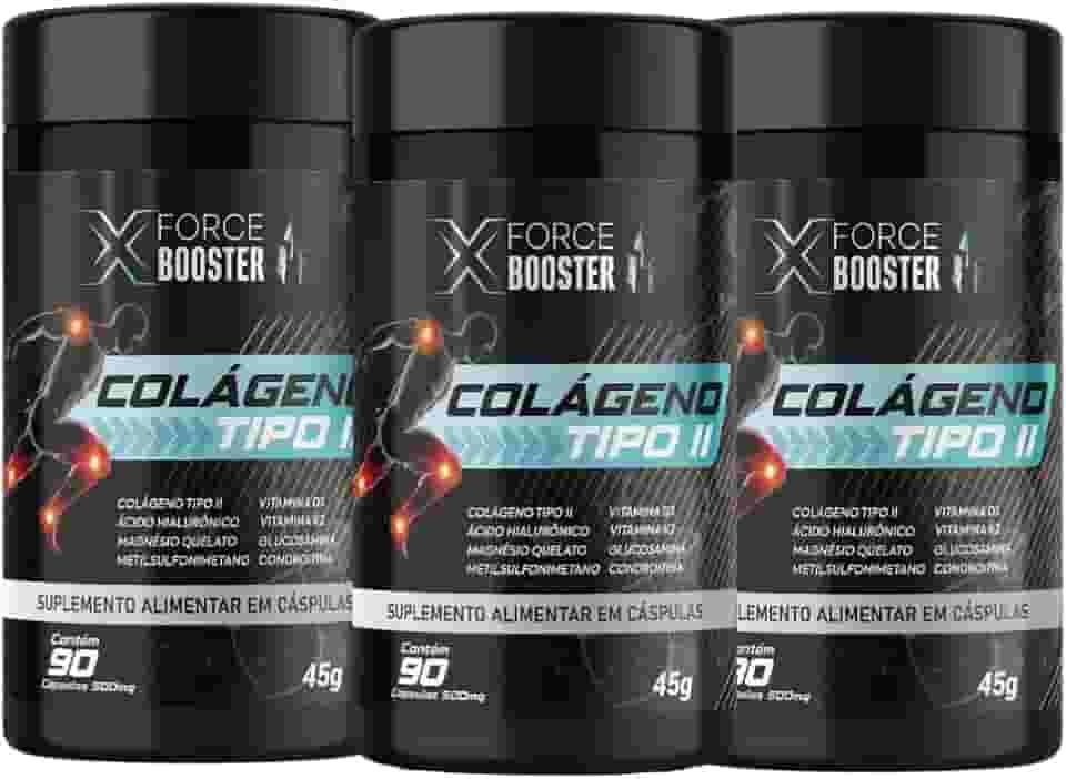 KIT Colágeno Tipo 2 com Ácido Hialurônico, Magnésio, MSM, Vitaminas D3, K2, Glucosamina e Condroitina, 270 Cápsulas de 500mg - 3 FRASCOS