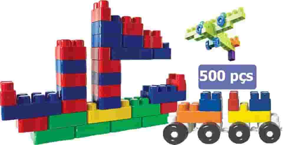Kit Com 500 Peças De Bloco De Montar Bloc Slim Colors, Luc Toys, original