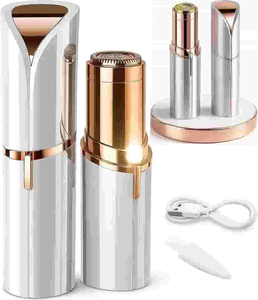 Depilador Facial Feminino Zero Incômodo Recarregável USB Formato Batom com Luz LED Removedor de Pelos Portátil para Rosto Buço e Sobrancelhas