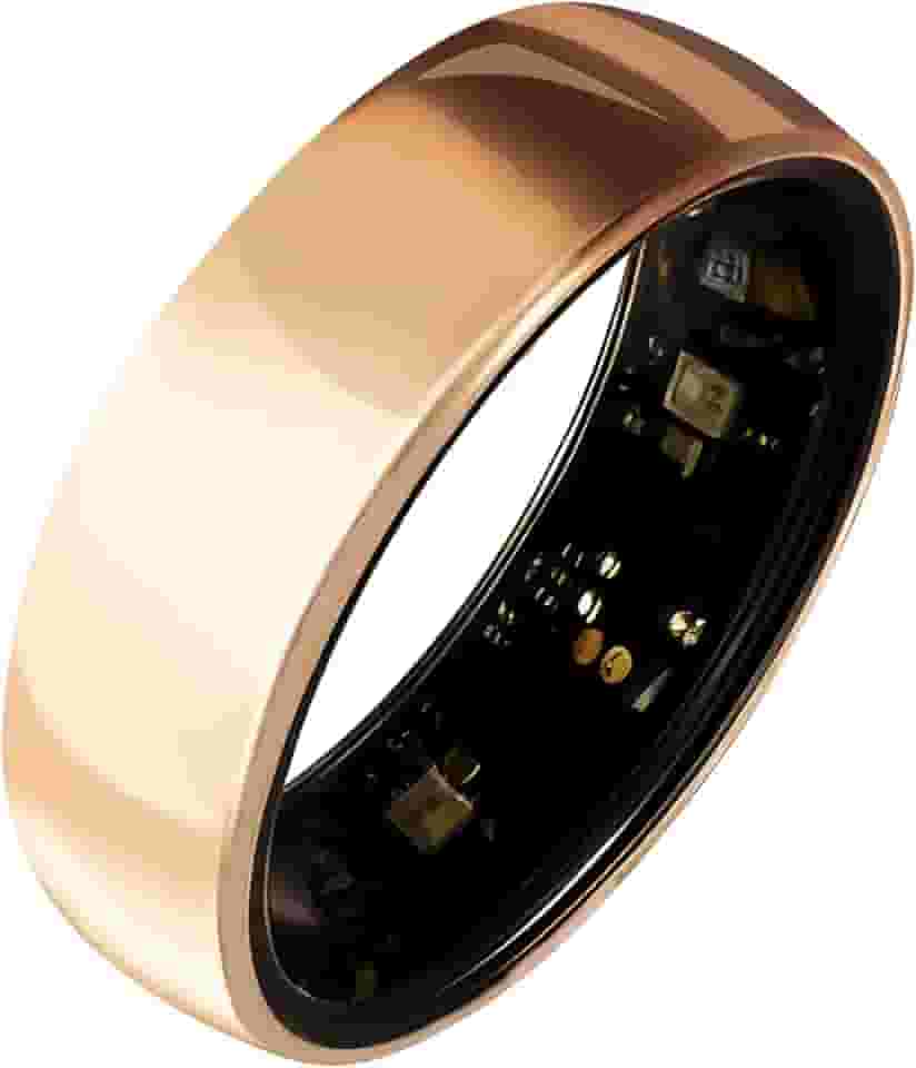 Smart Ring Titanium Fitness Monitor de Sono Monitoramento da Saúde Pressão Arterial Oxigênio no Sangue para iPhone e Android 40 Dias Vida útil da bateria (ouro rosa, 11)