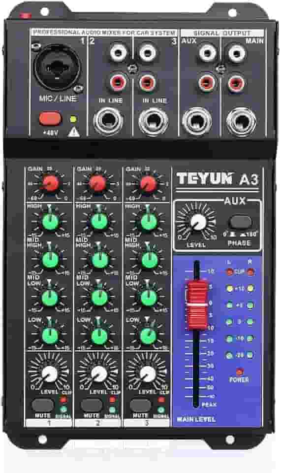 Mesa De Som 3 canais, Profissional Portátil Mixer Bluetooth Automotivo C/Equalizador 4 Bandas