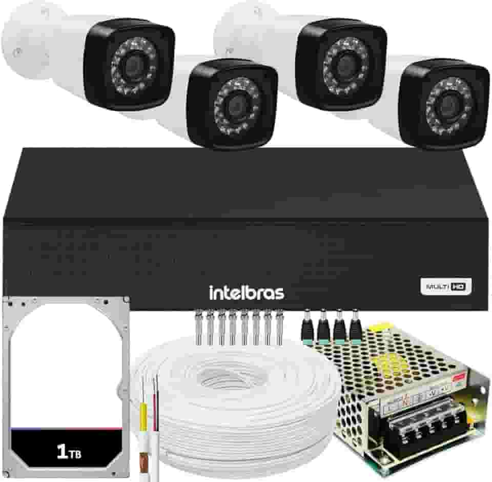 Kit Cftv 4 Câmeras Segurança Full Hd 1080p Dvr Intelbras 1TB