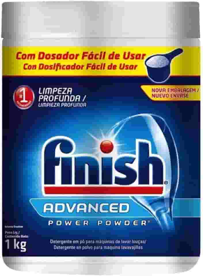Finish Advanced Detergente para Lava Louças em Pó, Sabão Limpeza Profunda, 1kg
