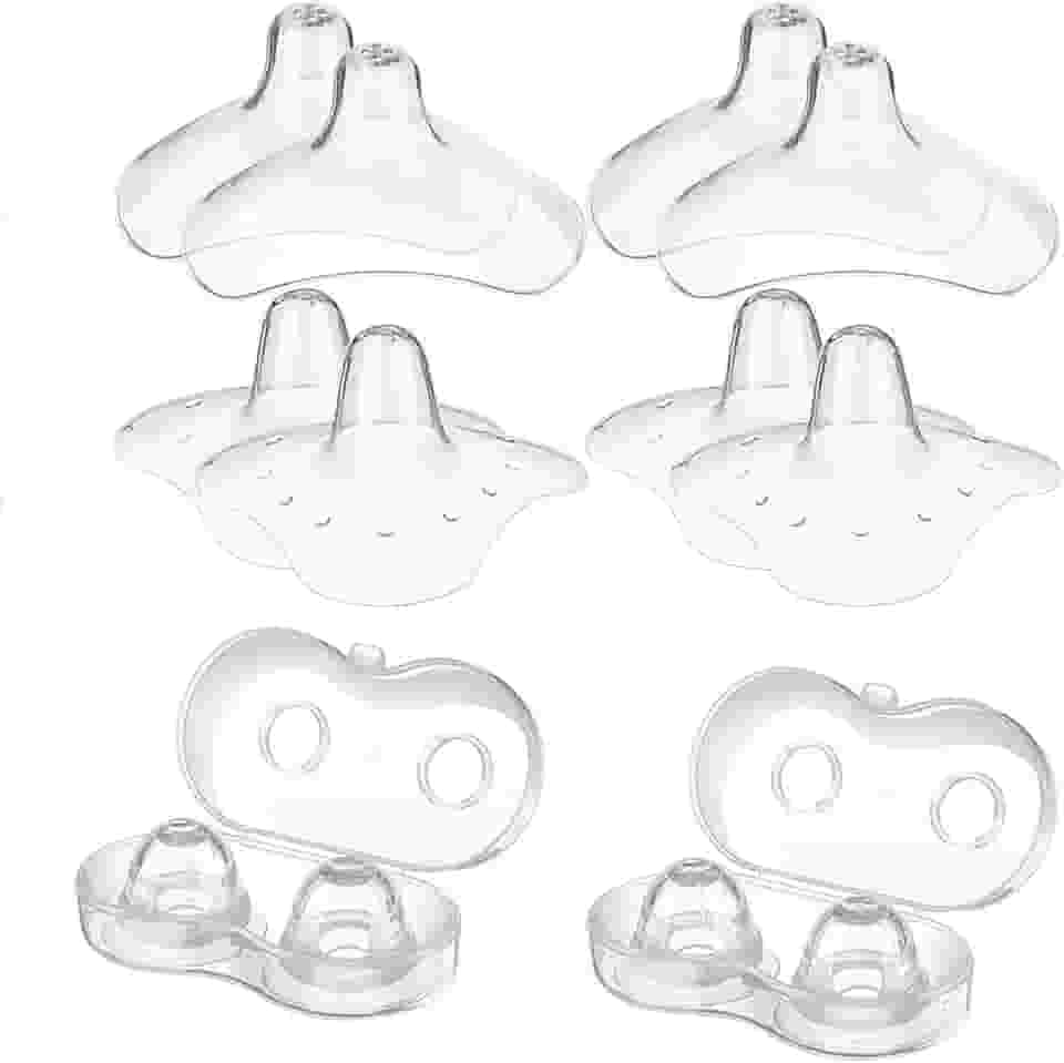 12 Peças de Protetor de Mamilo para Amamentação de Recém-Nascidos, Corretor de Mamilo Invertido de Silicone, com Estojo de Transporte Transparente, Extensor de Mamilo de Silicone para Amamentaç