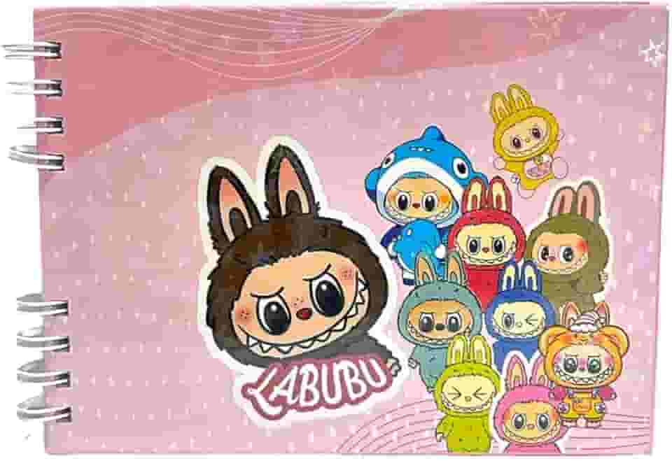 Livro de Colorir Monstro Bu Infantil A5 (21x15cm), Capa Dura Holográfica Brilhante, 50 Desenhos Exclusivos, Papel Grosso 180g (Rosa)