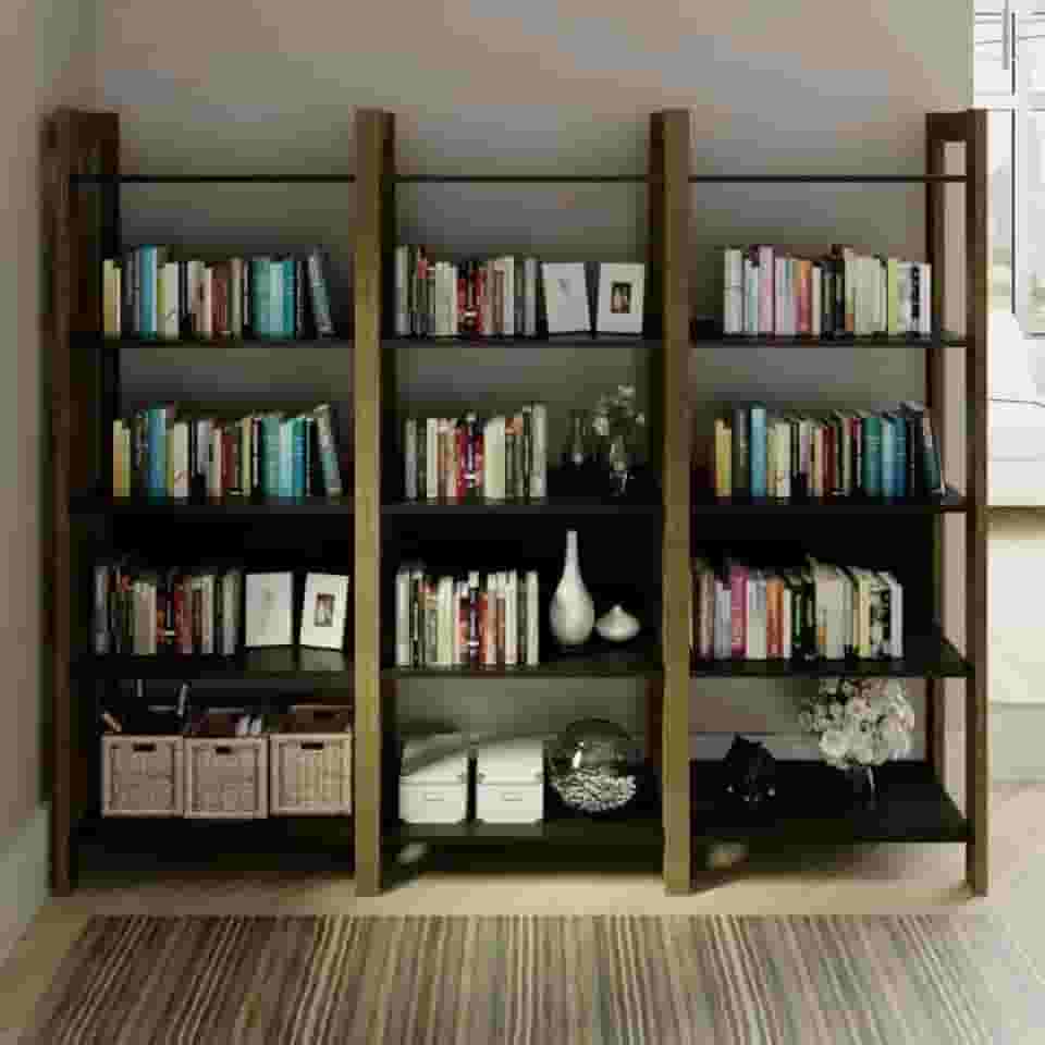 Conjunto 3 Estantes para Livros 15 Prateleiras Biblioteca Az Premium Espresso Móveis