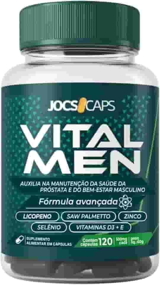 VitalMen – Suplemento Masculino para Próstata e Bem-Estar; com Licopeno, Zinco, Cúrcuma, Trans-Resveratrol, Extrato de Semente de Uva, Astaxantina, Selênio, Vitamina D3 e E; 120 Cápsulas