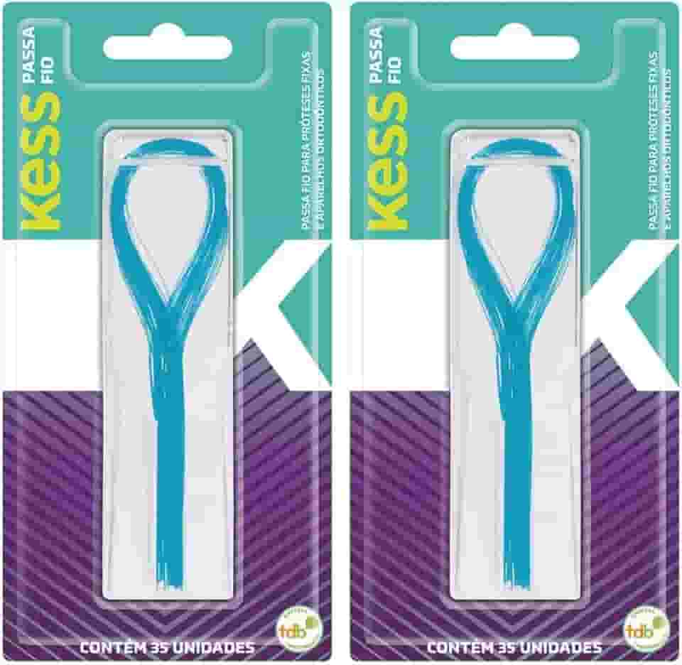 Kit Com 2 Passa Fio Kess | 70 Unidades | Guia Para O Fio Dental | Para Aparelhos E Próteses