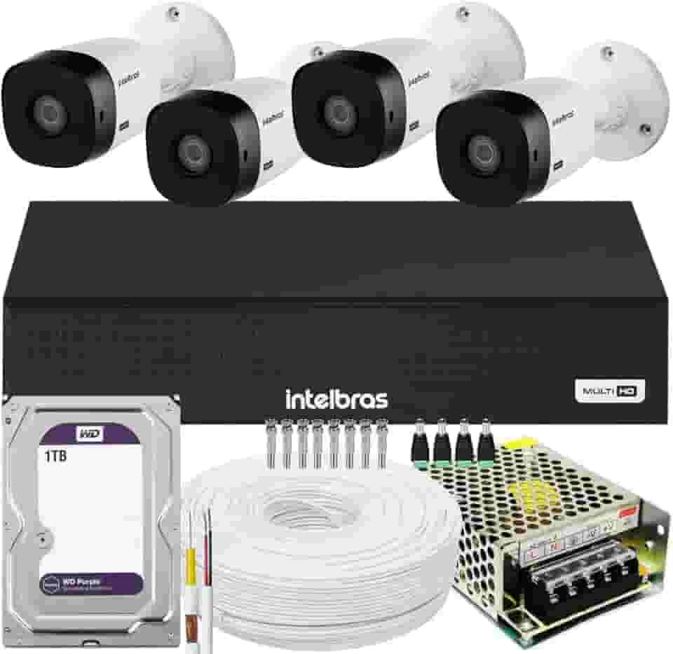 Kit Cftv 4 Cameras Full Hd Dvr Intelbras 3004-C 1T WD Purple