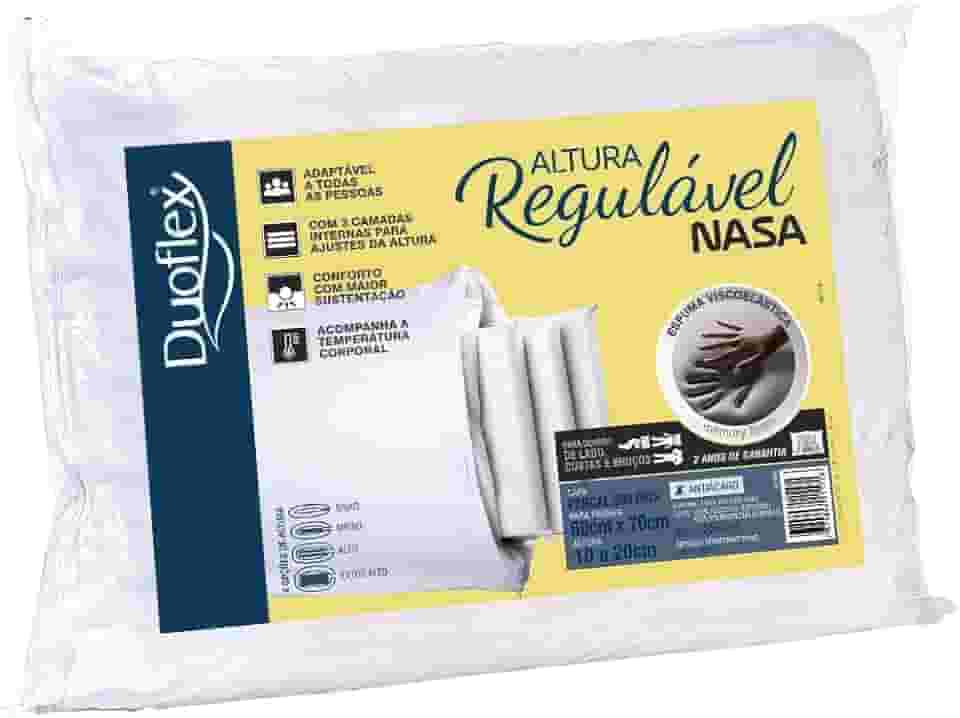 Travesseiro Altura Regulável Nasa, Duoflex, Branco, Pacote de 1