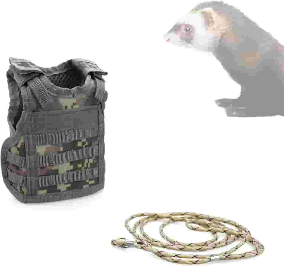 Furões colete militar peitoral e coleira para pequenos animais cobaias coelhinho gatinho filhote furão acessórios de roupas