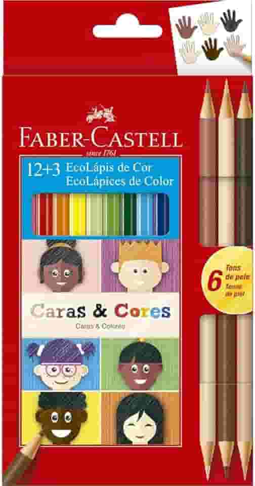 ECOLAPIS 12+3 CARAS & CORES, Faber-Castell, 120112CC, Tons de pele