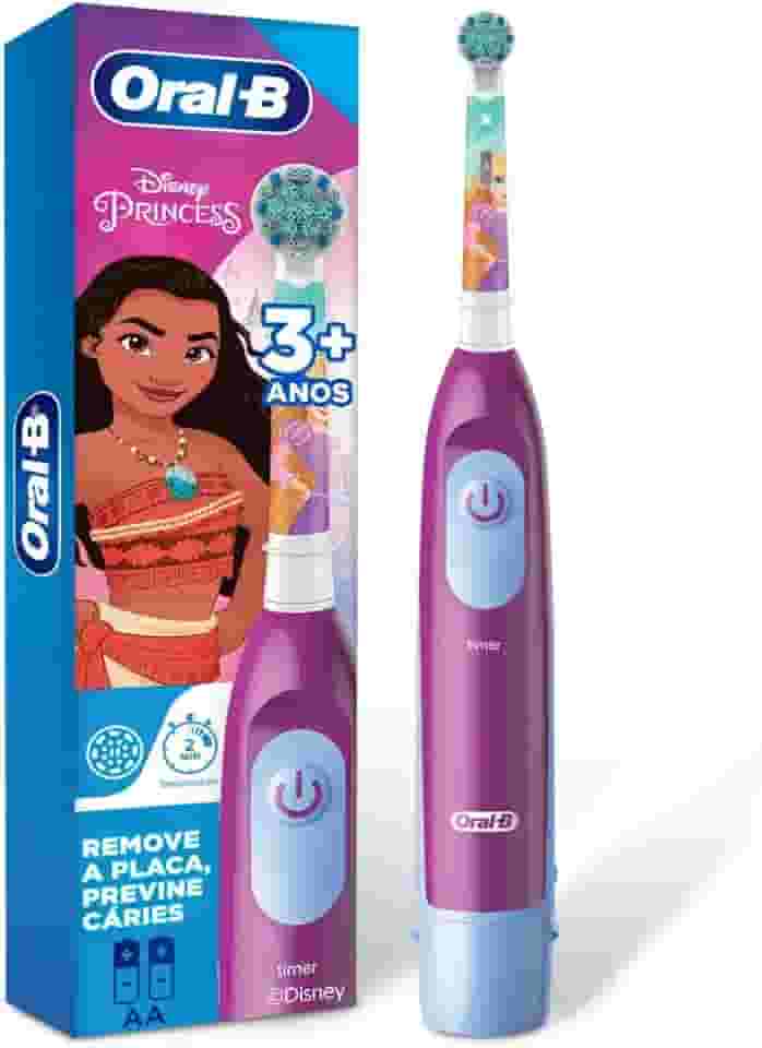 Oral-B Disney Princess, Escova de Dentes Elétrica Infantil (+3 anos), Cabeça Redonda, Cabo Ergonômico, 1 Unidade