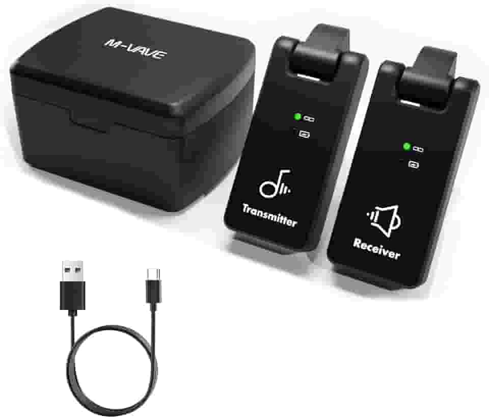 M-VAVE VEDO Sistema de Transmissão Sem Fio Instrumentos Musicais, Baixa Latência <6.7ms, Alcance de 25m ao Ar Livre, Bateria de Longa Duração com até 18h de Uso, Compatível com Guitarra Baixo Saxofone