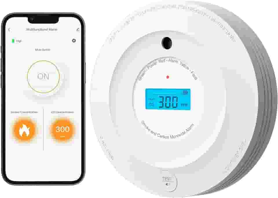 AEGISLINK Detector De Fumaça E Monóxido De Carbono Combinado Wi-Fi Com Visor Lcd E Bateria Substituível, Compatível Com Tuyasmart E Aplicativo Smart Life, Sc-Wf240