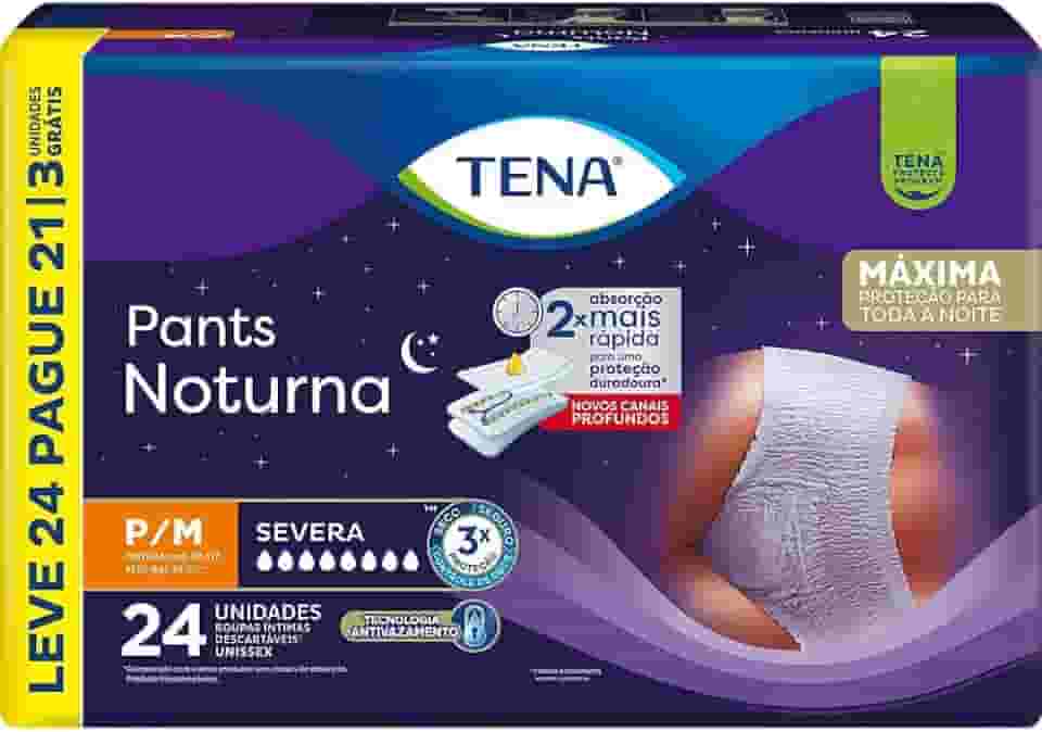Tena Pants Noturna, Roupa Íntima para Incontinência Urinária, P/M - Leve 24 Pague 21 unidades