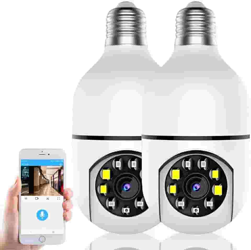 Kit 2 Câmeras Lâmpadas de Segurança Ip Wifi 360 Giratória Visão Noturna Full Hd Com Sensor de Movimento e Infravermelho