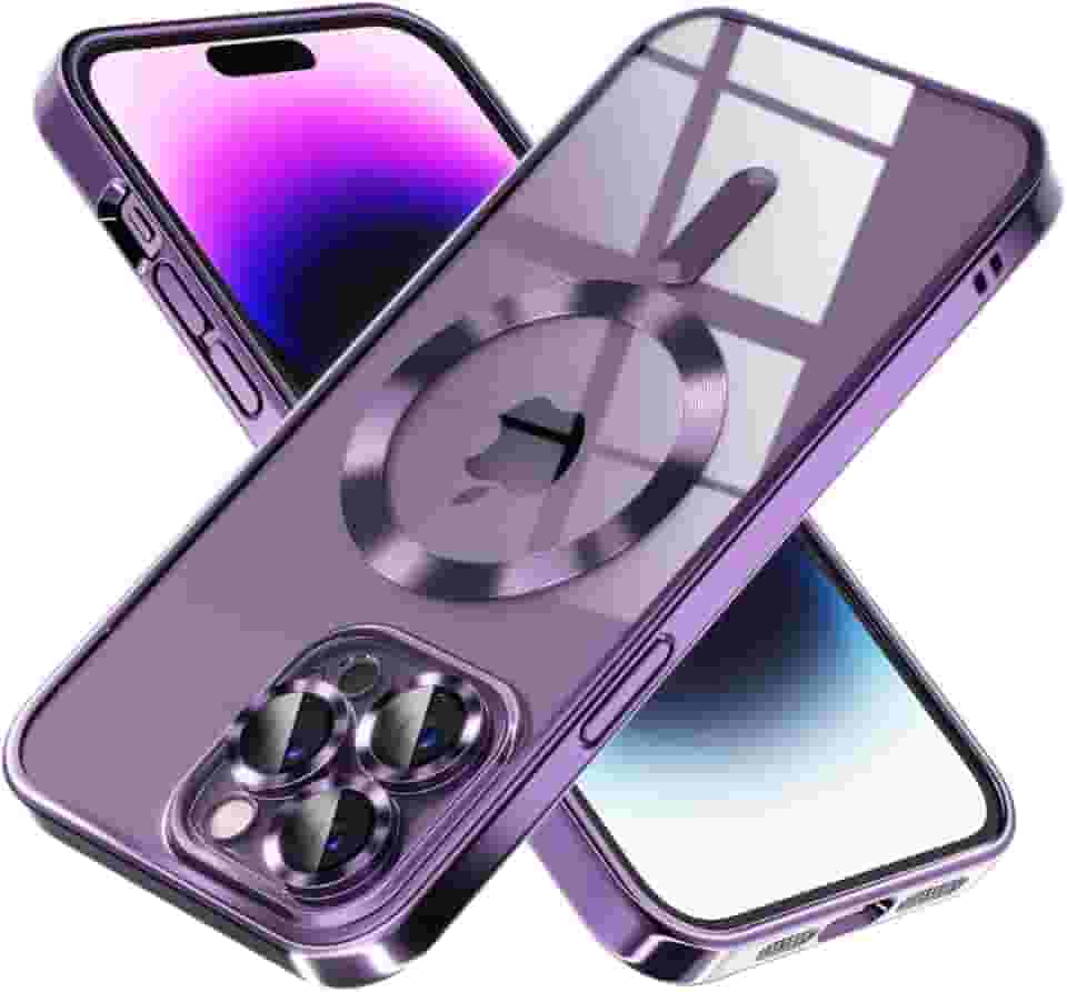 Capinha Case Capa Transparente Magnética Anti Impacto Slim Luxo Premium Proteção de Câmera Para iPhone (Roxo, iPhone 13)