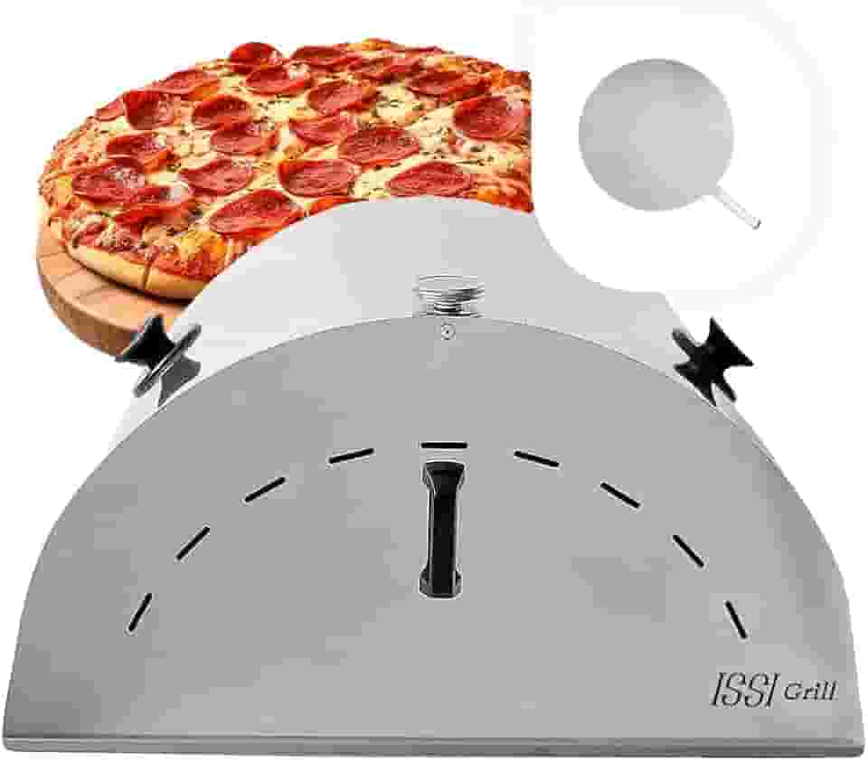 Forno de Pizza Costela Pequeno em Inox para Churrasqueira com Refratário e Pá de pizza Issi Grill