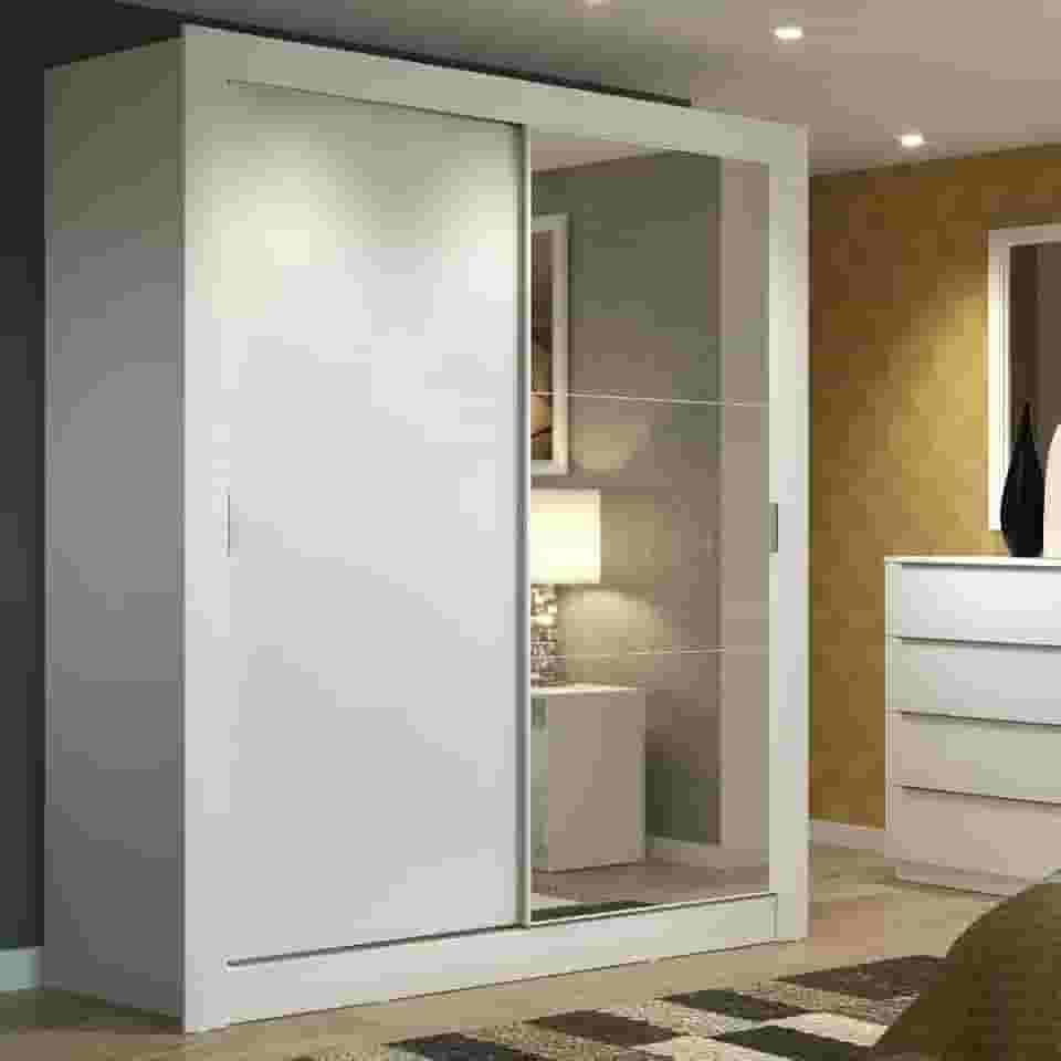 Guarda-Roupa Solteiro Madesa Dallas 2 Portas de Correr com Espelho 2 Gavetas