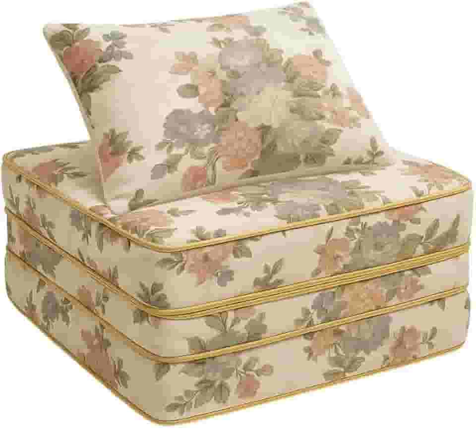 Puff Multiuso 3 Em 1 Colchão Densidade D20 Visita Com Travesseiro Solteiro Vira Cama (Vira Cama Estampado)
