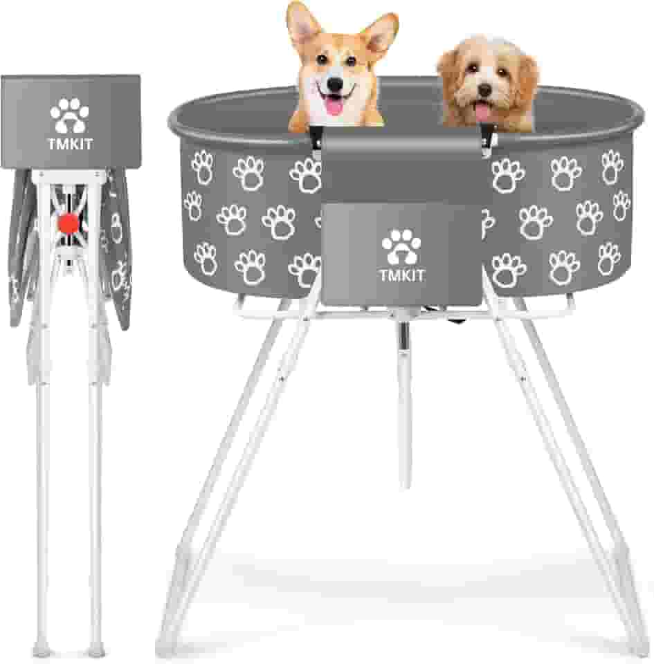 Banheira de cachorro para cães, banheira elevada para cuidados e banho de animais de estimação, portátil, dobrável com trava de segurança, estação de lavagem profissional para animais de