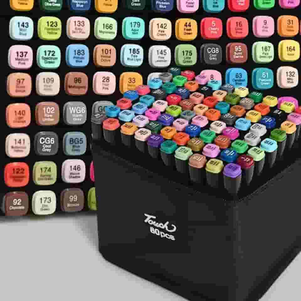 Marcadores de ponta dupla de álcool de 80 cores, canetas marcadoras de arte com porta-canetas, conjunto de marcadores permanentes de esboço para crianças, adultos, colorir, pintar, esboçar, (80)