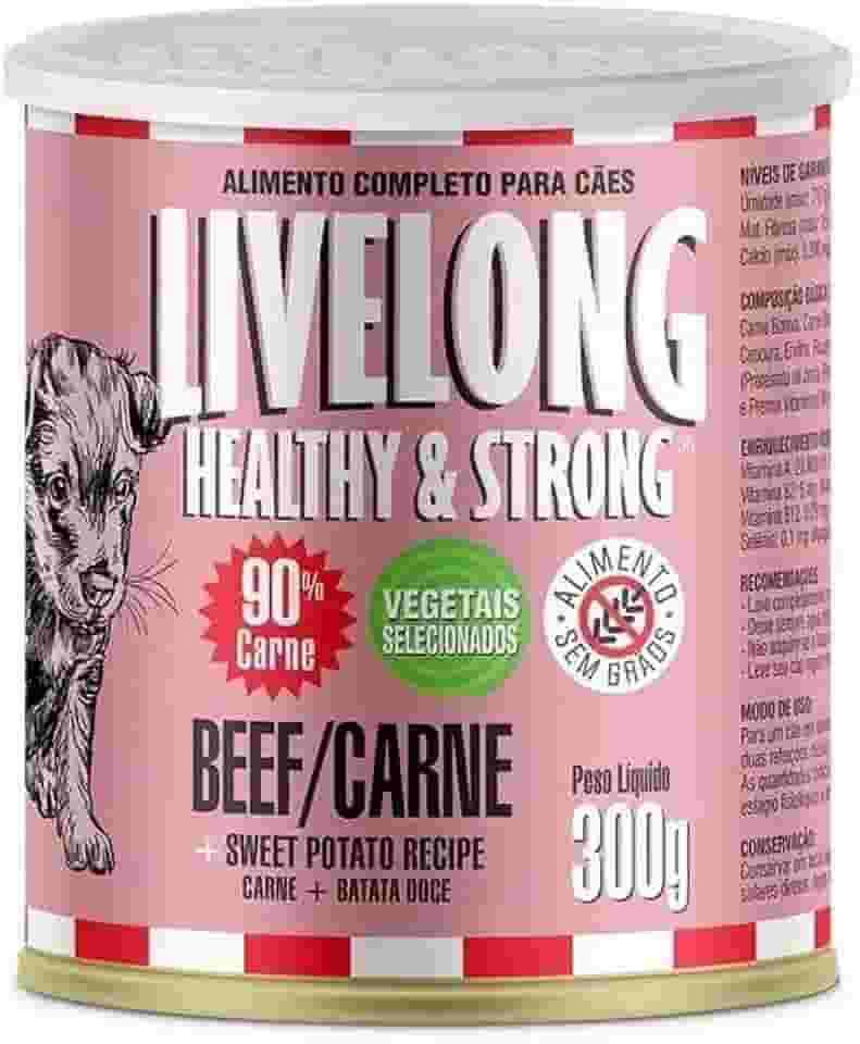 Livelong Alimento Completo Natural Ração Úmida Sabor Carne 300g Para Cães
