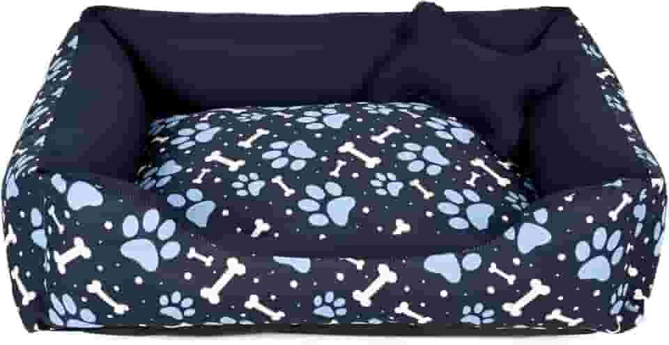 Cama para Cachorro Grande 70X55 Com Zíper Estampa Ossinho Marinho