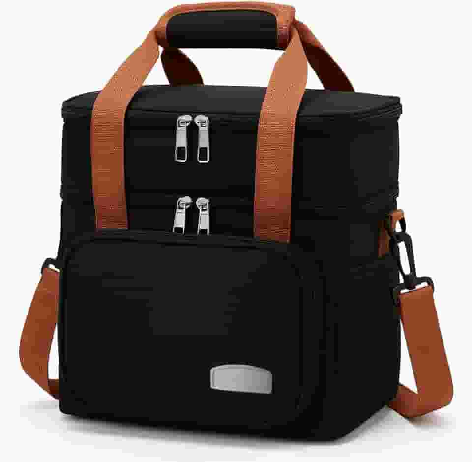 Bolsa Térmica Grande para Faculdade, Trabalho e Viagem – Dupla Camada, Impermeável e Conservação Prolongada – Preta - Premium