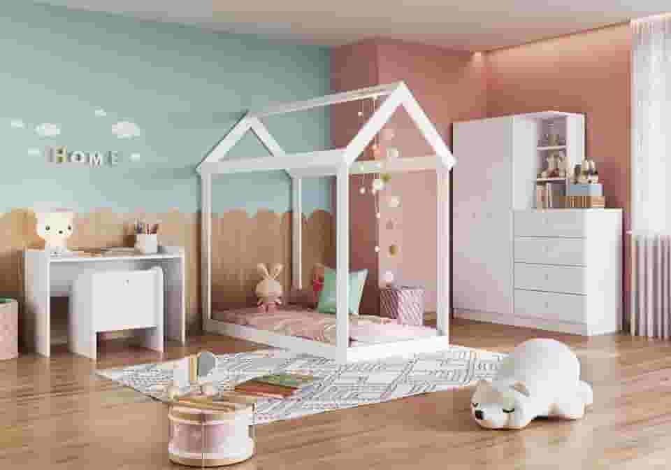 MINI CAMA INFANTIL MONTESSORIANO MEU FOFINHO BRANCO