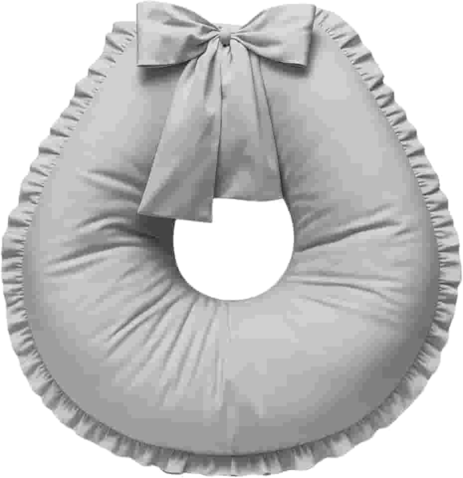 Almofada de Amamentação Babado Extra Grande Algodão (Cinza)