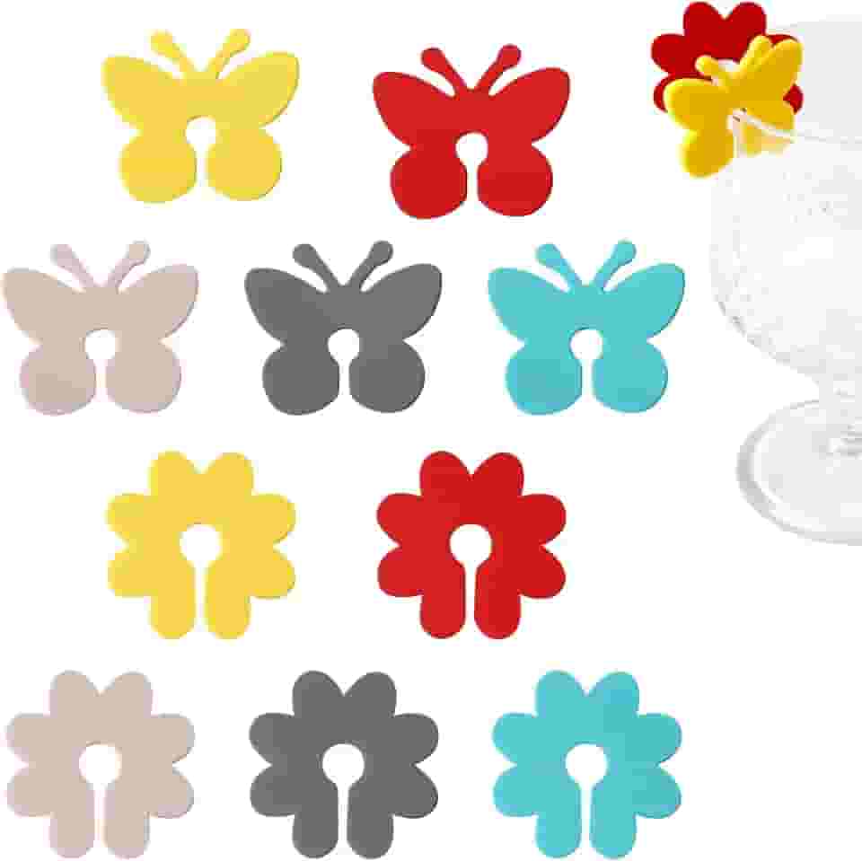 20 marcadores de bebida, identificadores fofos de taça de vinho, marcadores de copos de vinho de silicone, decoração descolada para chá de panela, despedida de solteira, cerimônia de casamento, Medium