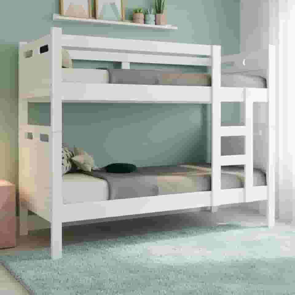 Beliche Multifuncional 2 em 1 Solteiro Vira Duas Camas Confortáveis e Reforçadas (Branco)